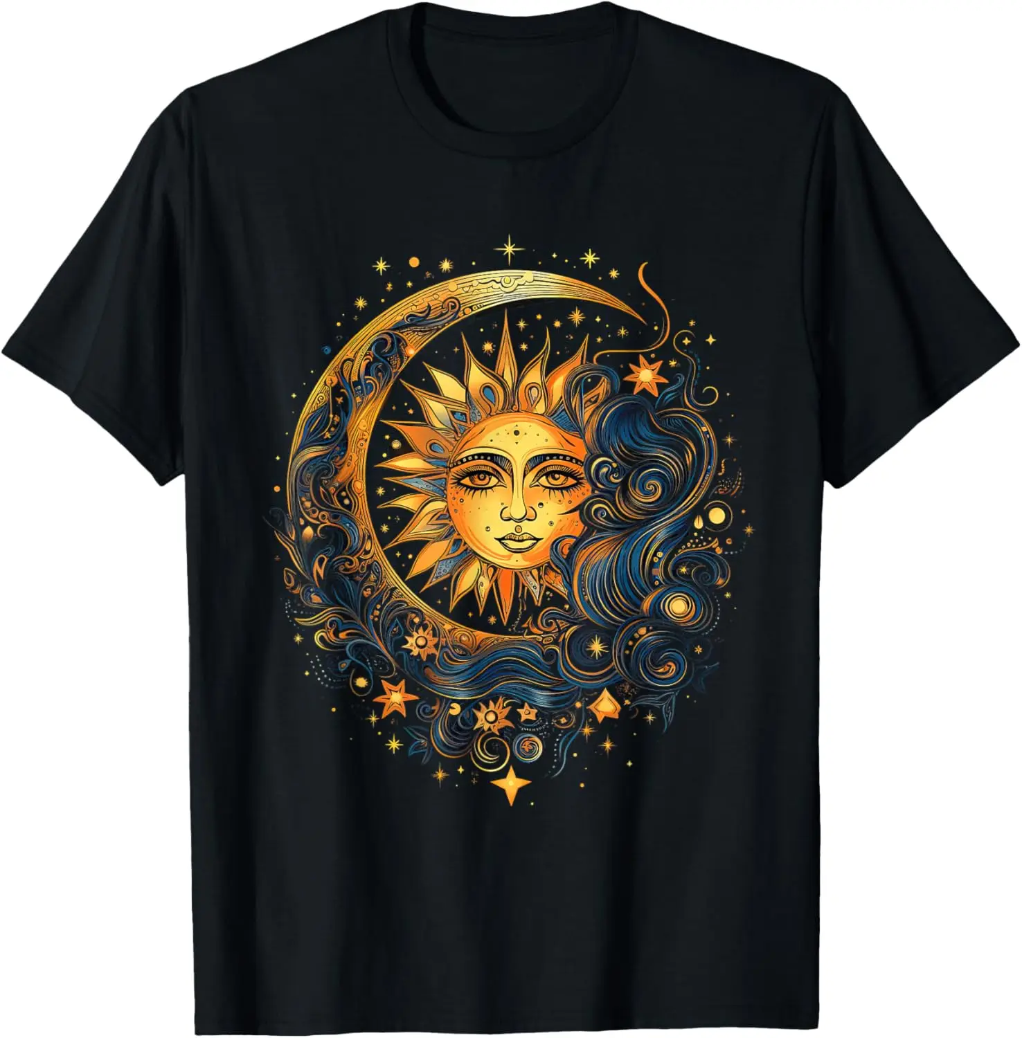 

mystic sun and moon woman mystical flowers aesthetic T-Shirt