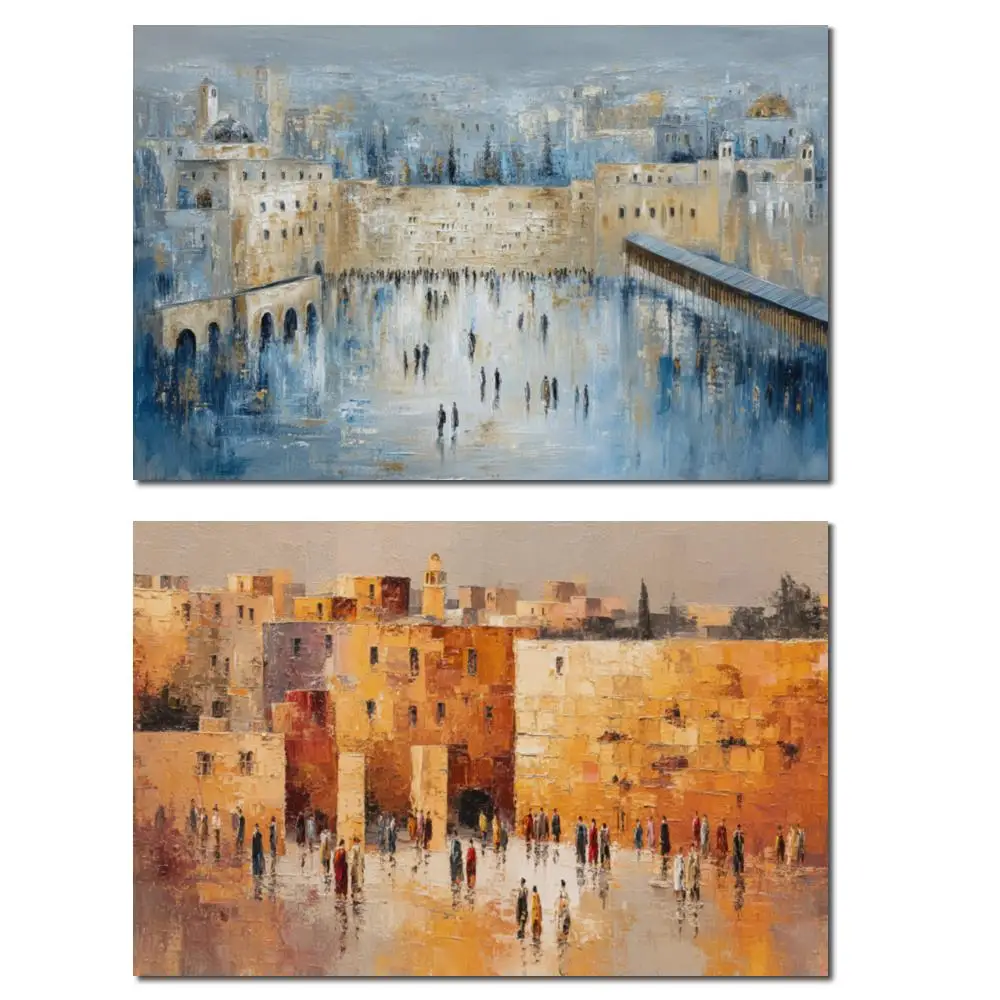 peinture-a-l'huile-juive-texturee-a-la-main-mur-occidental-paysage-urbain-de-jerusalem-toile-d'art-abstraite-bleue-de-kotel-pour-decor-de-salle-a-manger