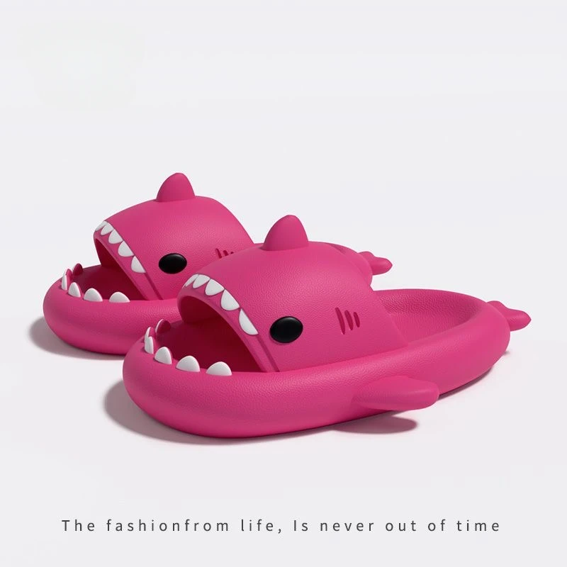 4cm Thick Sole Shark Slippers Women Men Indoor Bathroom Slides Cute Cartoon 2024 Summer Shoes Female Male Street Beach Sandals