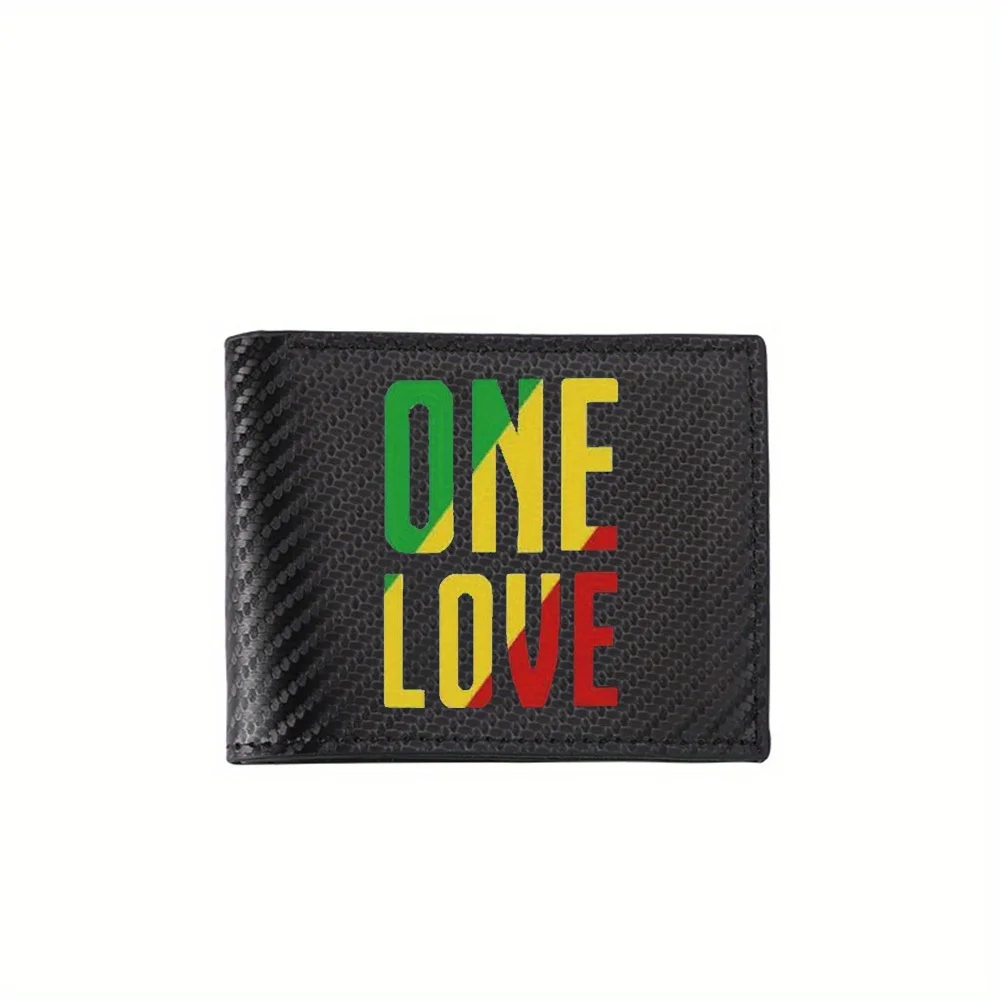 Green yellow red words love one Men's Wallets Simple Business Modern Stylish Printing Design Gifts For Father Boyfriend Christma
