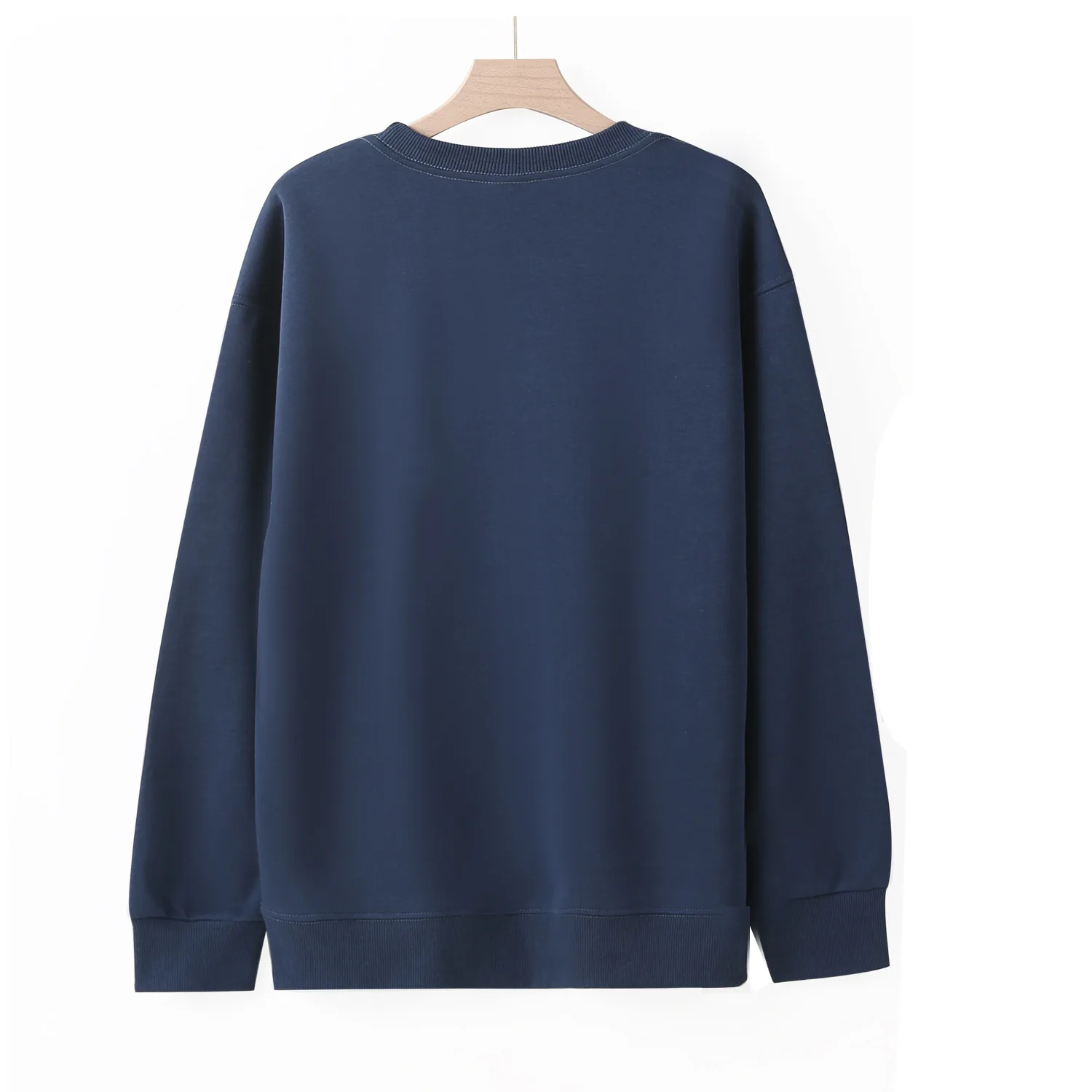 

European and American code printing custom 320G tide brand shoulder lotus leaf cotton crew neck sweater for men and women