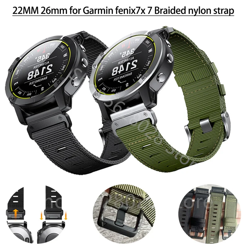 

Нейлоновый плетеный нейлоновый ремешок для Garmin Fenix 7X Fenix 6X Pro/Fenix 5X Garmin 22 мм 26 мм