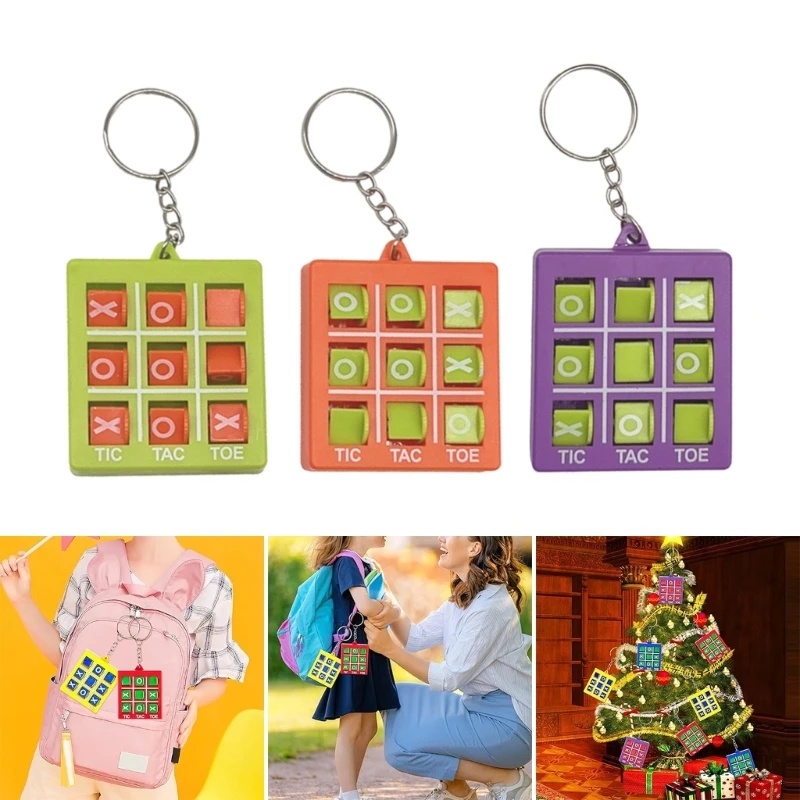 

Pack of 16 Plastic Keyring Pendant Tic Tacs Toe Charm Keychain Colorful Key Chain Party for Kids Backpacks