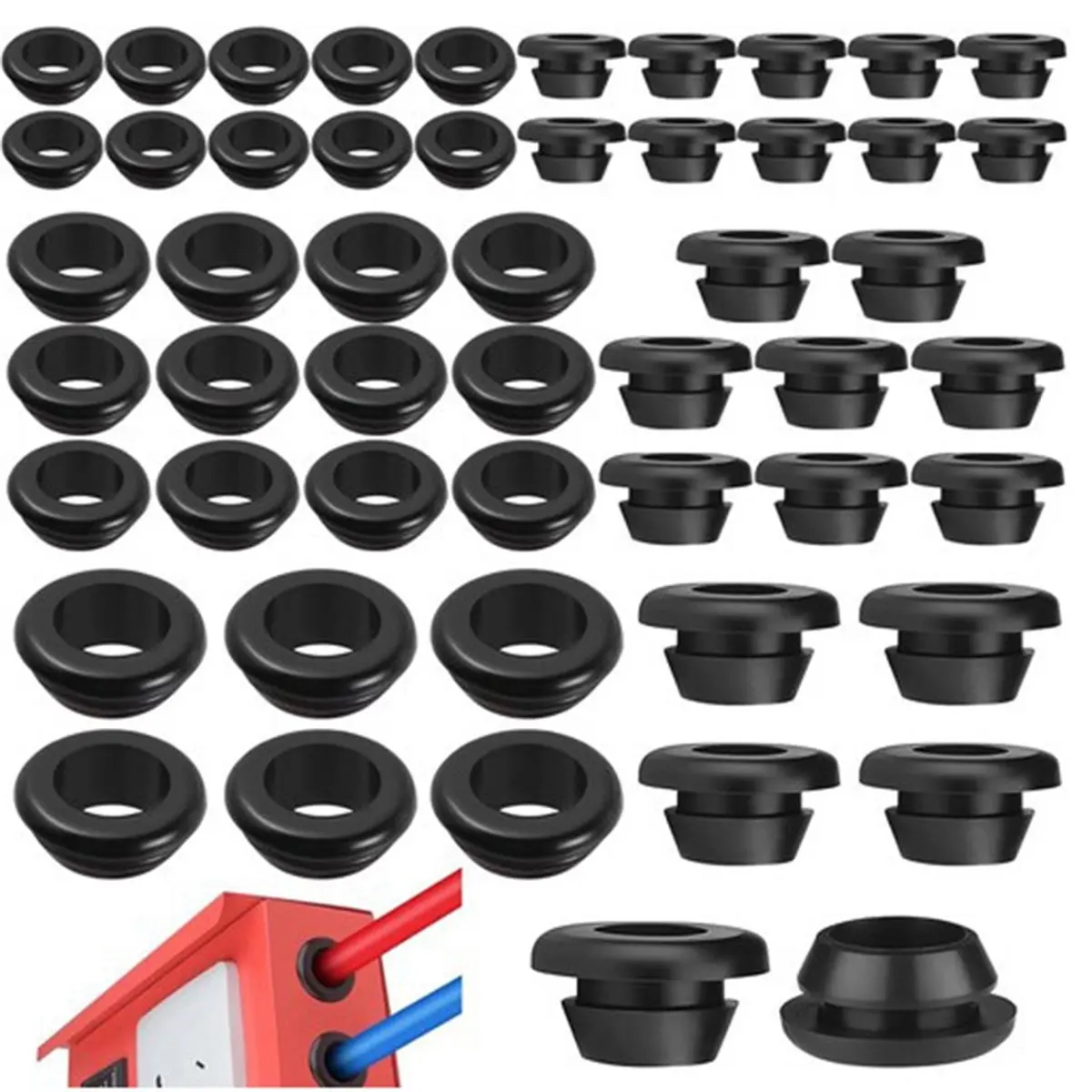 A77K 70pcs Rubber Grommet Assortment Wiring Cable Gasket Plug Cable Passage Grommet Electrical Conductor Grommet Set O Rings