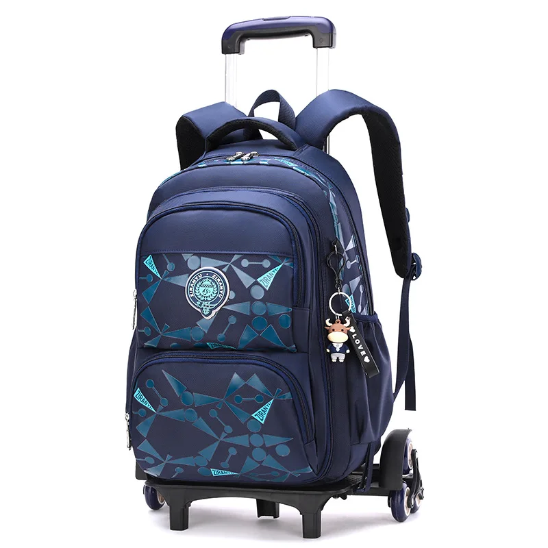 High-capacity on 2/6 Wheels Waterproof Luggage Rolling Bag Student Shoulder Backpack  Detachable Children Rolling School Bags