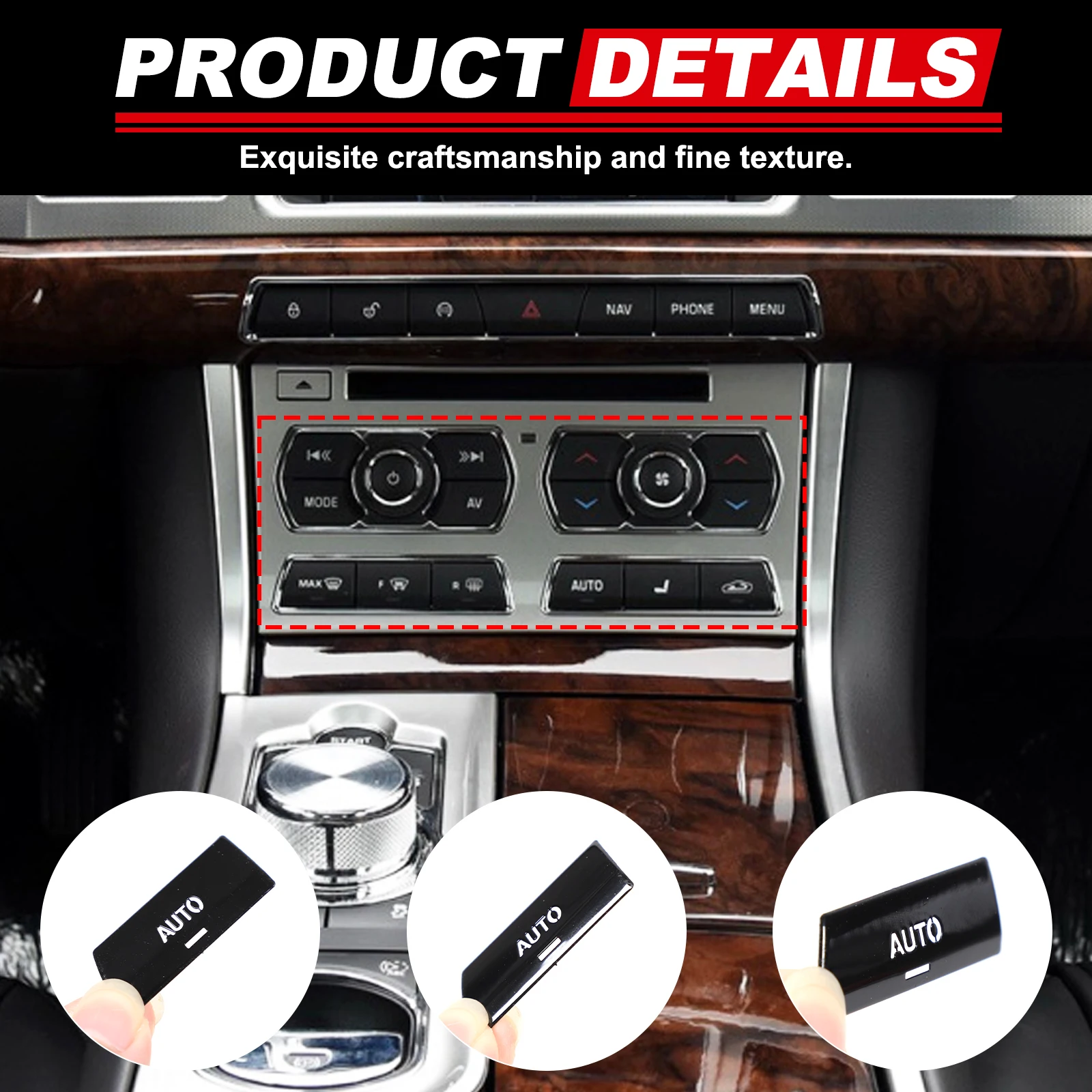AC Button Sticker Car Multimedia Button Decor Cover Central Control Switch Decal Car Accessories For Jaguar XF X250 2012-2015 - view 4
