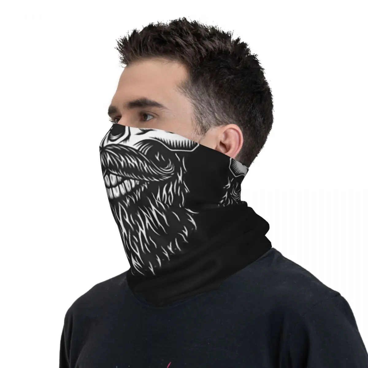 Bandana Bearded Skull Proximity Thème Design, Couvre-cou, Masque rond imprimé, Écharpe de cyclisme multi-usage, Sports de plein air, Toutes saisons