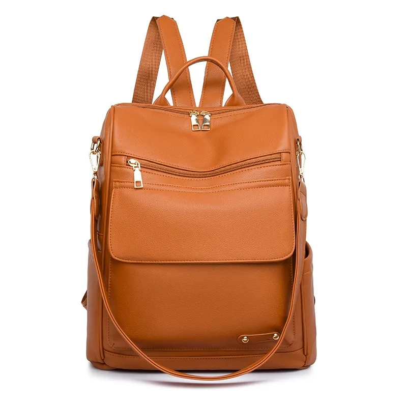 2025 ربيع مدينة نمط الحد الأدنى بولي PU حقيبة كتف نسائية بلون تصدير على ظهره العالمي للجنسين حقيبة سفر مدرسية ل #1