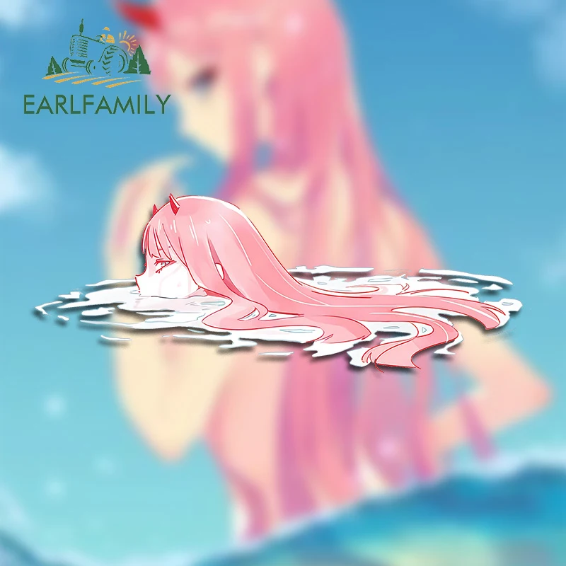 EARLFAMILY 13cm X 4.7cm For Zerotwo Under Water 02 Peek Car Stickers Sunscreen Creative Decals Scratch-Proof Personality Decor