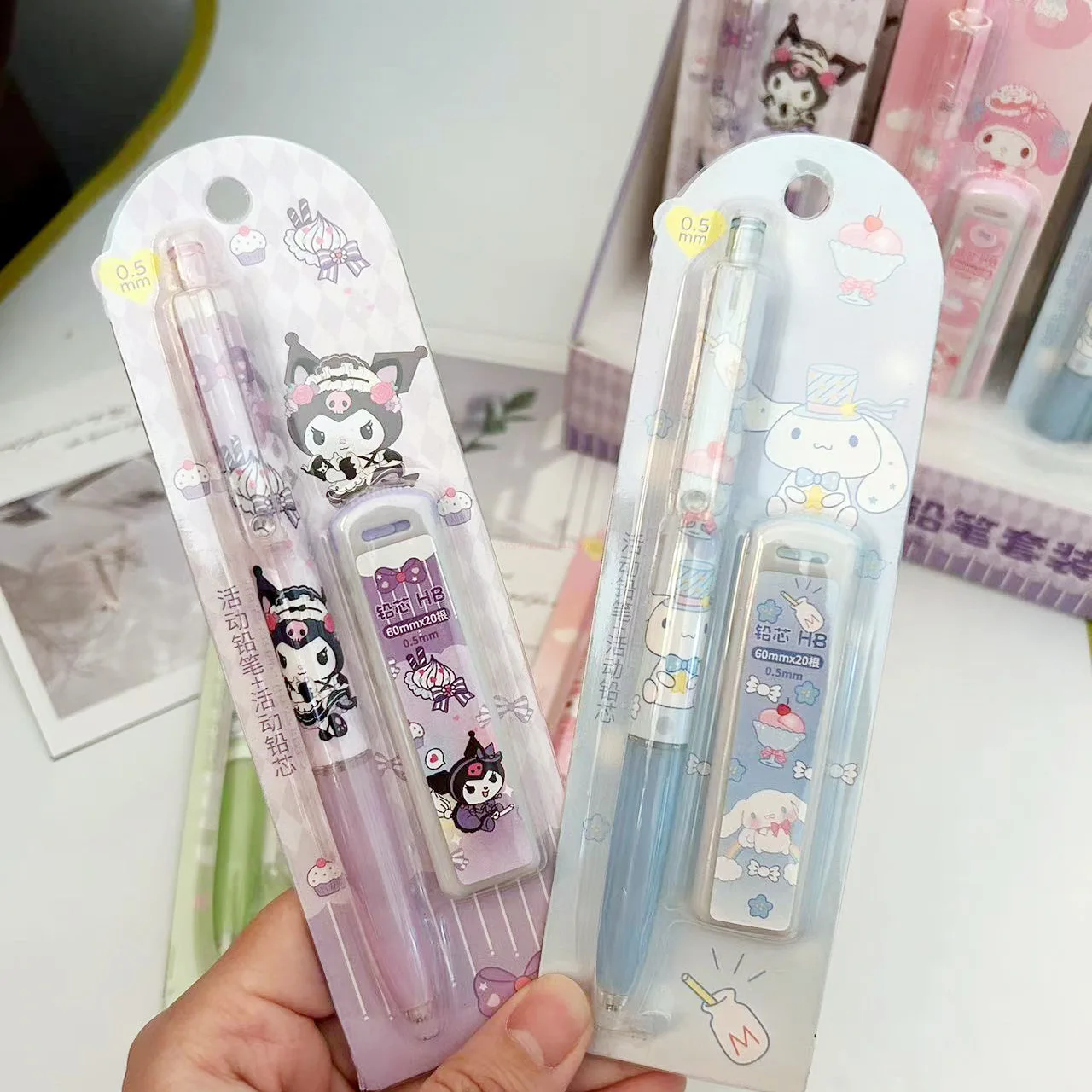 Imagem -02 - Sanrio Desenhos Animados Mecânica Pencil Grupo Kuromi my Melody Pochacco Lápis Automático Papelaria Escritório Atacado 0.5 mm 24 Pcs