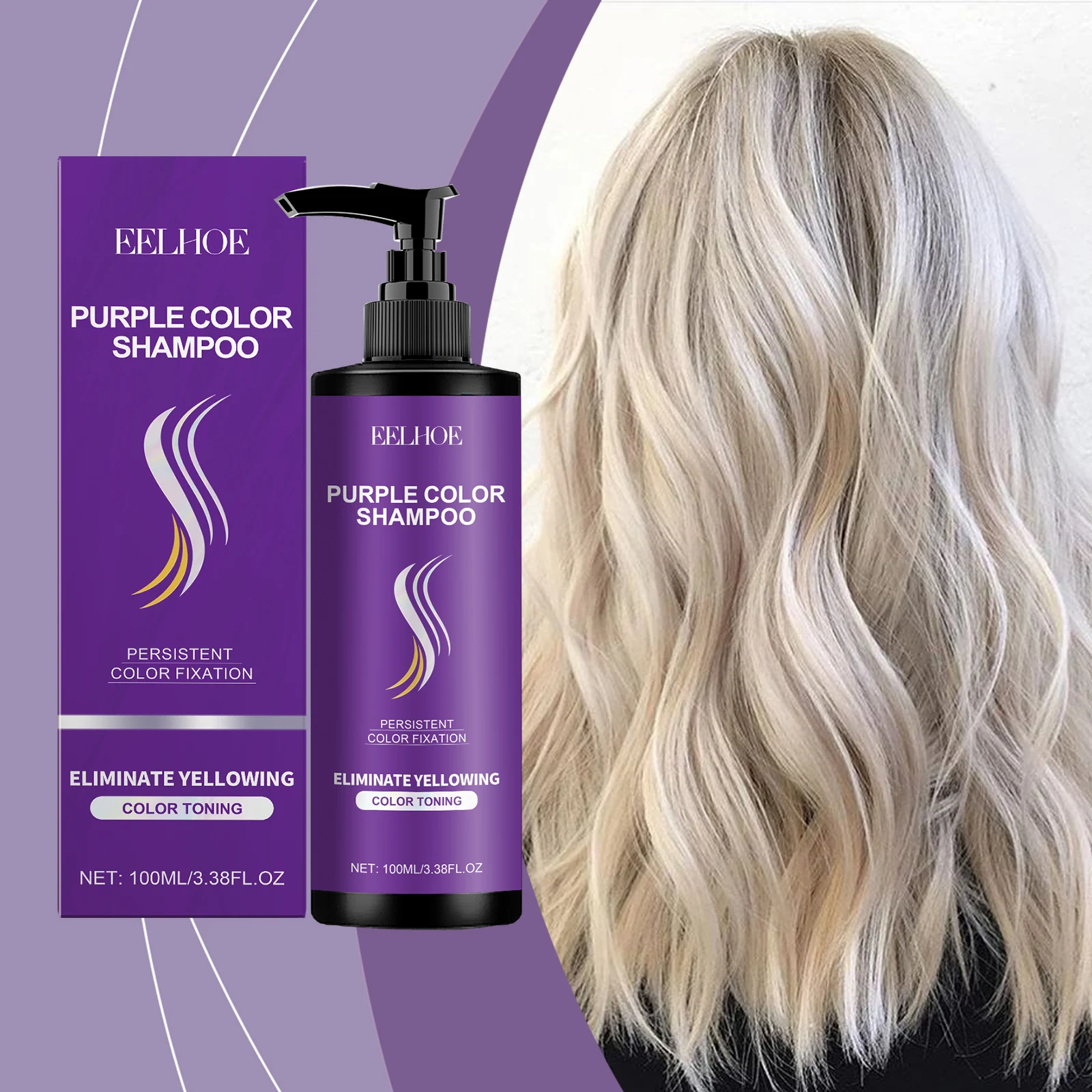 Champú morado para cabello rubio, remedio amarillo que se decolora para cubrir el cabello gris después del champú blanqueador profesional