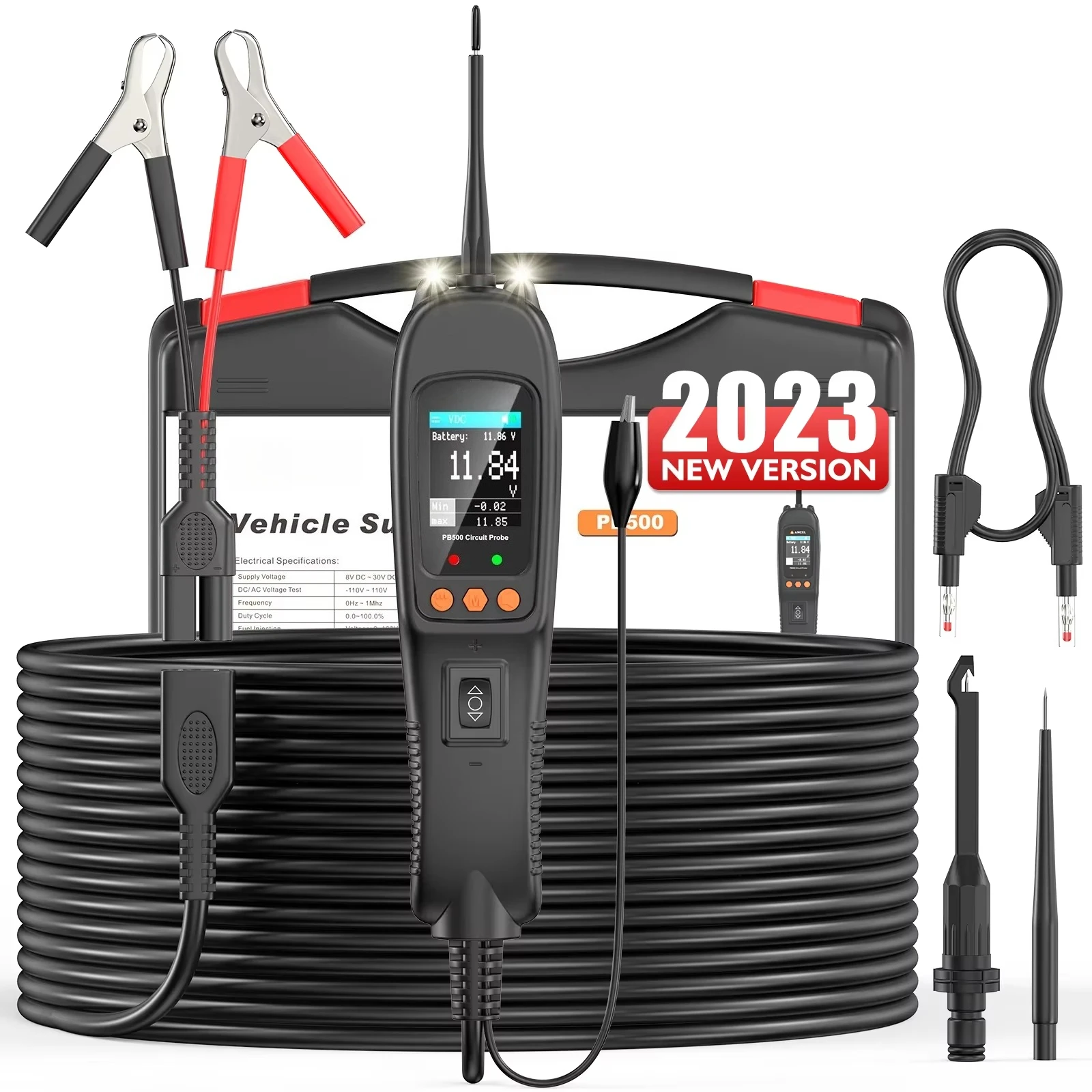 PB500 Automotive Circuit Tester 12V 24V Voltage Power Scanner Power Circuit Probe Kit Electrical System Diagnostic Tool