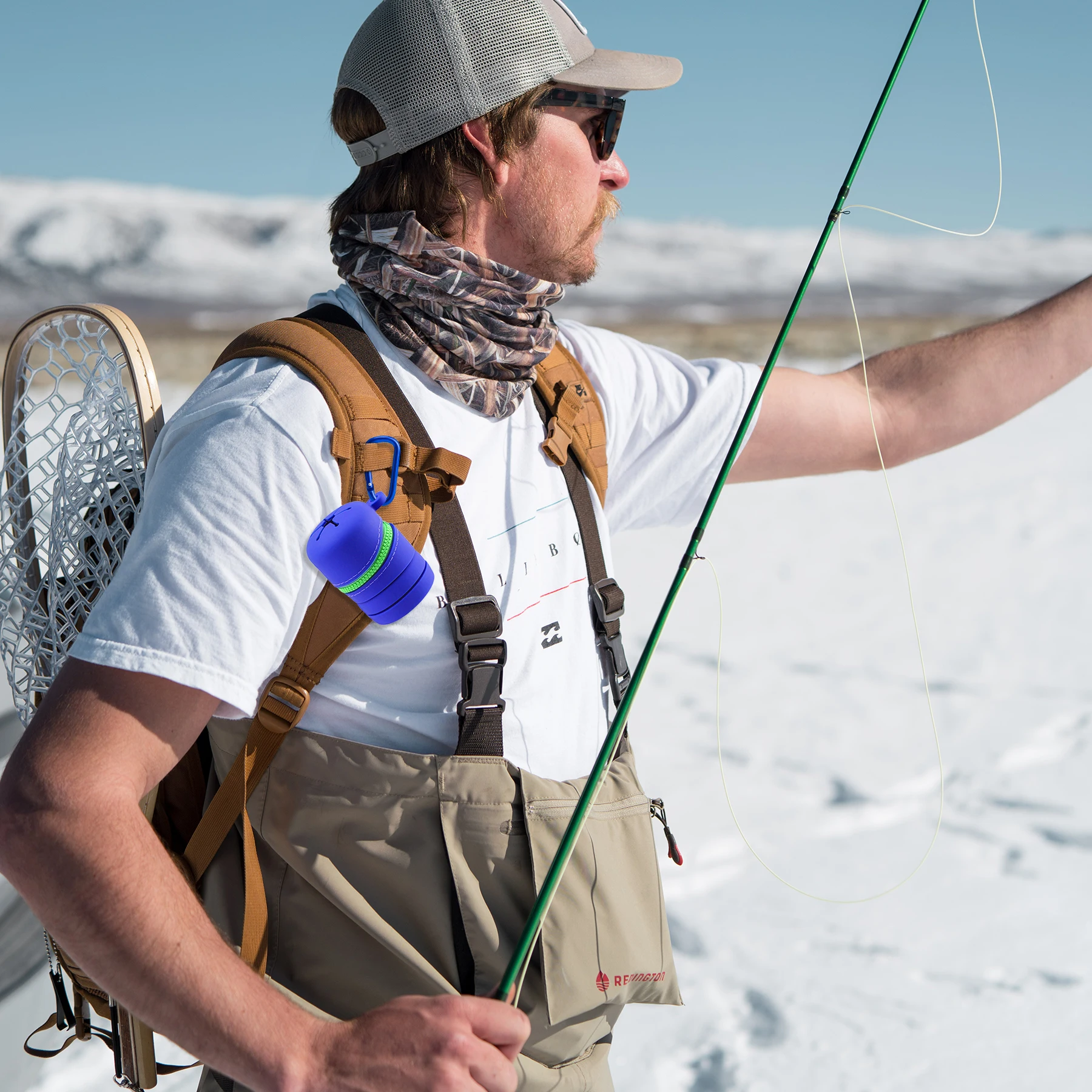Składane silikonowe pudełka na muchy z zamkiem błyskawicznym Przenośny wielofunkcyjny kosz na śmieci Akcesoria wędkarskie z karabińczykami