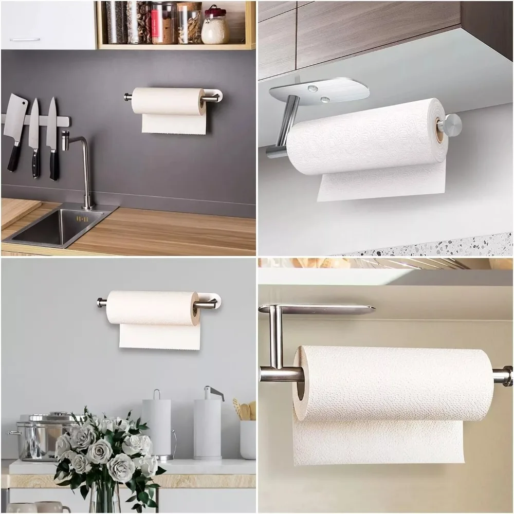 

Modern Kitchen Roll Paper Towel Holder Stainless Steel Wall Mount Storage Rack No Drilling Home Decor Toilet Paper Holder Home