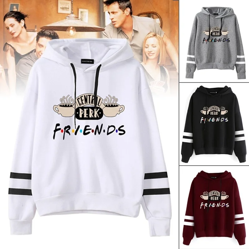 Kadın arkadaşlar TV Show kapşonlu Sweatshirt sevimli kahve baskı Hoodies kadın sonbahar kış rahat kazak Hoodies