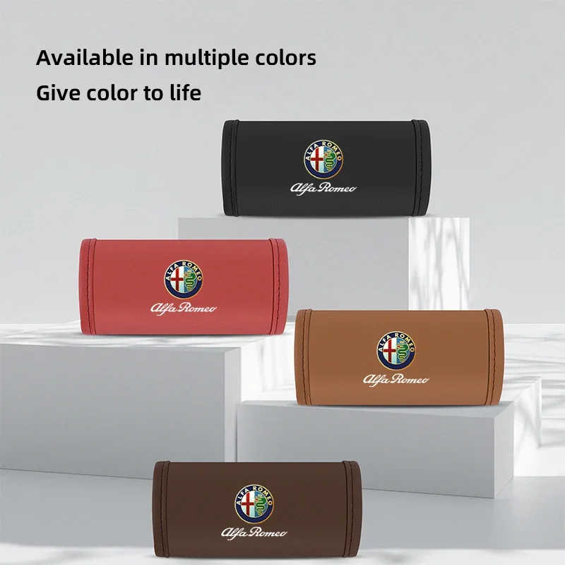 Hub Caps PU Leather Car Handgrip Protective Cover Anti-scratch Handle Case For Alfa Romeo 156 159 147 4C 8C 166 Giulia Giulietta view 6