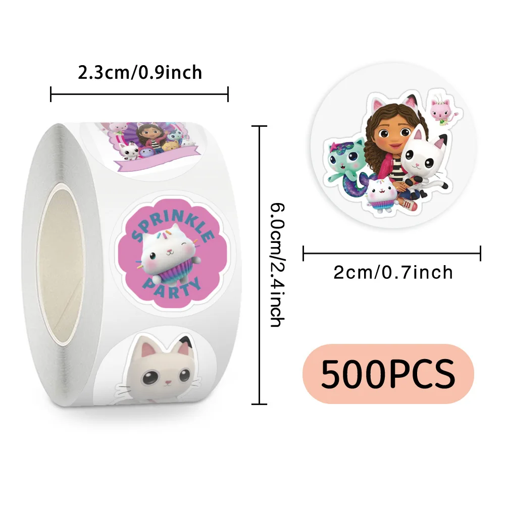 

500pcs/Roll Animation Gabby’s Dollhouse Cartoon Graffiti Stickers Decals Suitcase Laptop Computer Guitar Decoration Kids Gifts