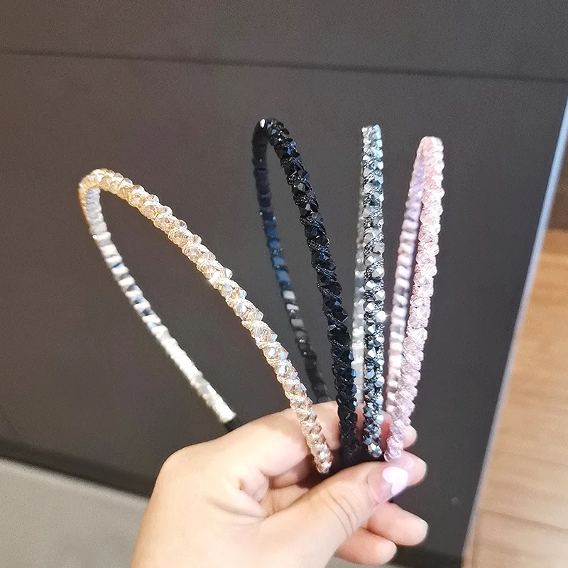 Crystal Winding Narrow Edge Headband Female Summer Face Wash Headband Hairpin Headwear Wholesale