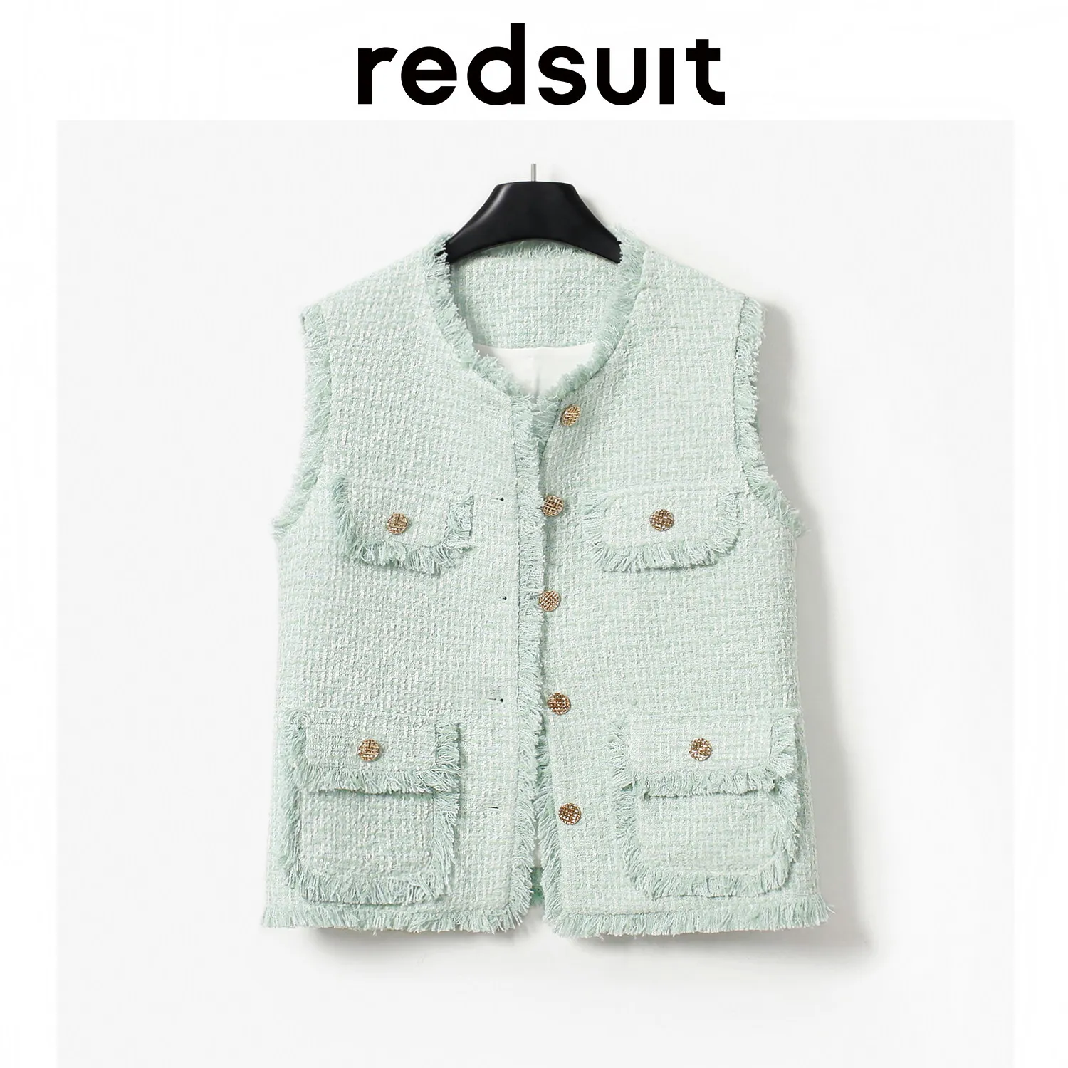 New Casual green white tassel vest, loose and slimming top Custom size