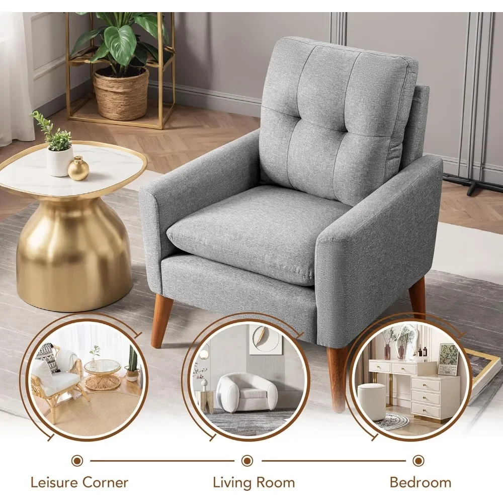 Medieval style coffee chair, fabric modern reading living room chair, fluffy and comfortable armchair small sofa chair