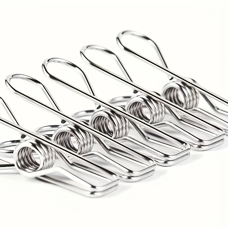20Pcs Heavy‑Duty Stainless Steel Clothes Pegs Rust Proof Spring Metal Clips for Laundry Kitchen Outdoor Travel Office Use