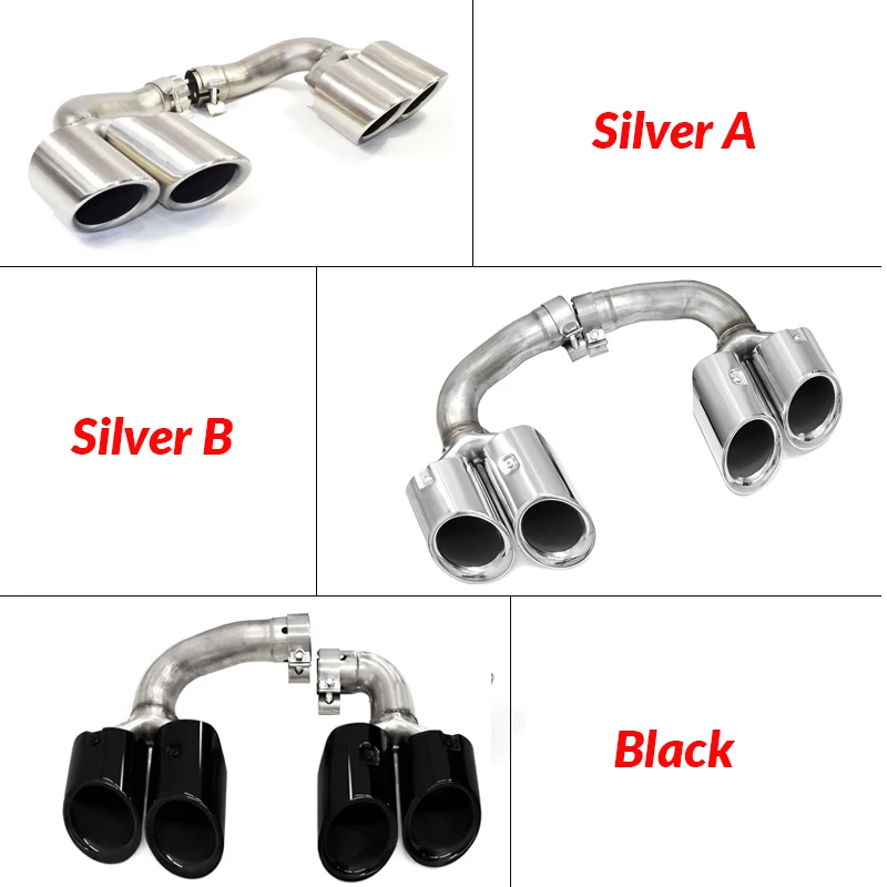 GTS Style Quad Exhaust Muffler Tip for Porsche Cayenne 9Y0 SUV (2018+) Square to 4-Out Tailpipe Upgrade System Black
