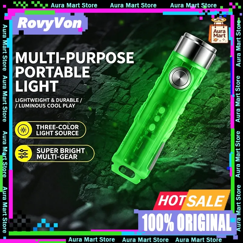 RovyVon NEW  A5 Flashlight Night Light Emergency Key Light UV Light Charging Mini Portable EDC Flashlight for Outdoor Use