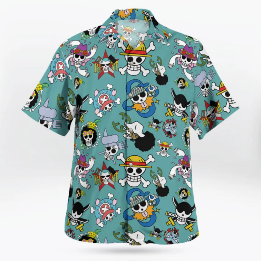

2026 One Piece Strawhats Jolly Roger Hawaiian Shirts Summer Leisure Dry Quickly Men's T-Shirt Children's Clothing Tee Y2k Woman