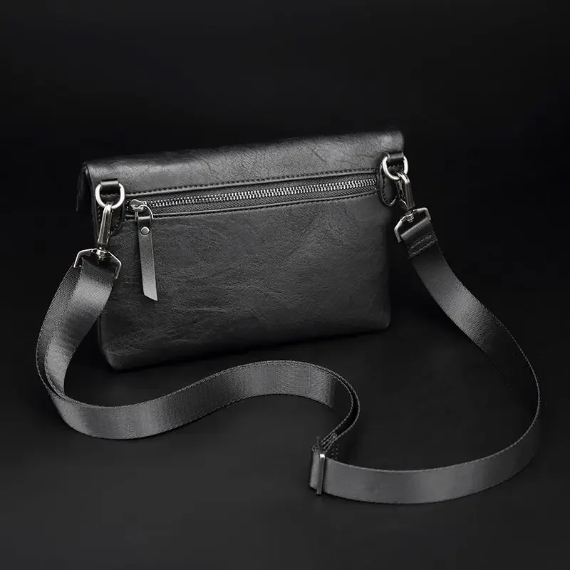 Black Crossbody Bag Men 2024 Trend Fashion Fold Over Clutch Purse Original Designer Shoulder Bag New In Casual Small Chest Pack