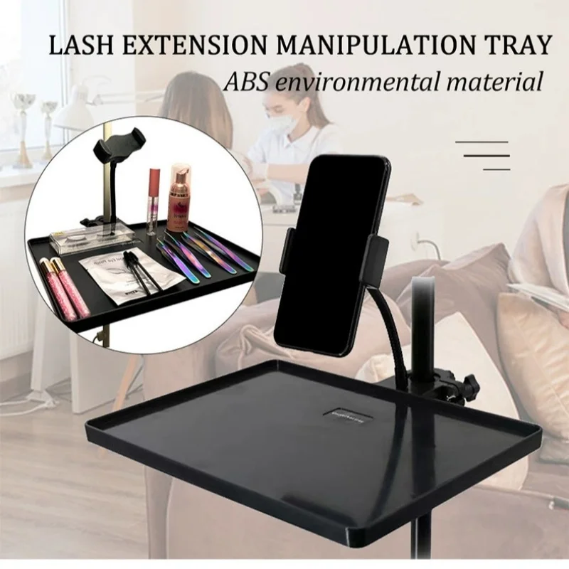 Eyelash Tray Holder Half Moon Light Lamp Universal Clamp Clip Platform Adjustable With Phone Holder Eyelash Makeup Cosmetic Tray