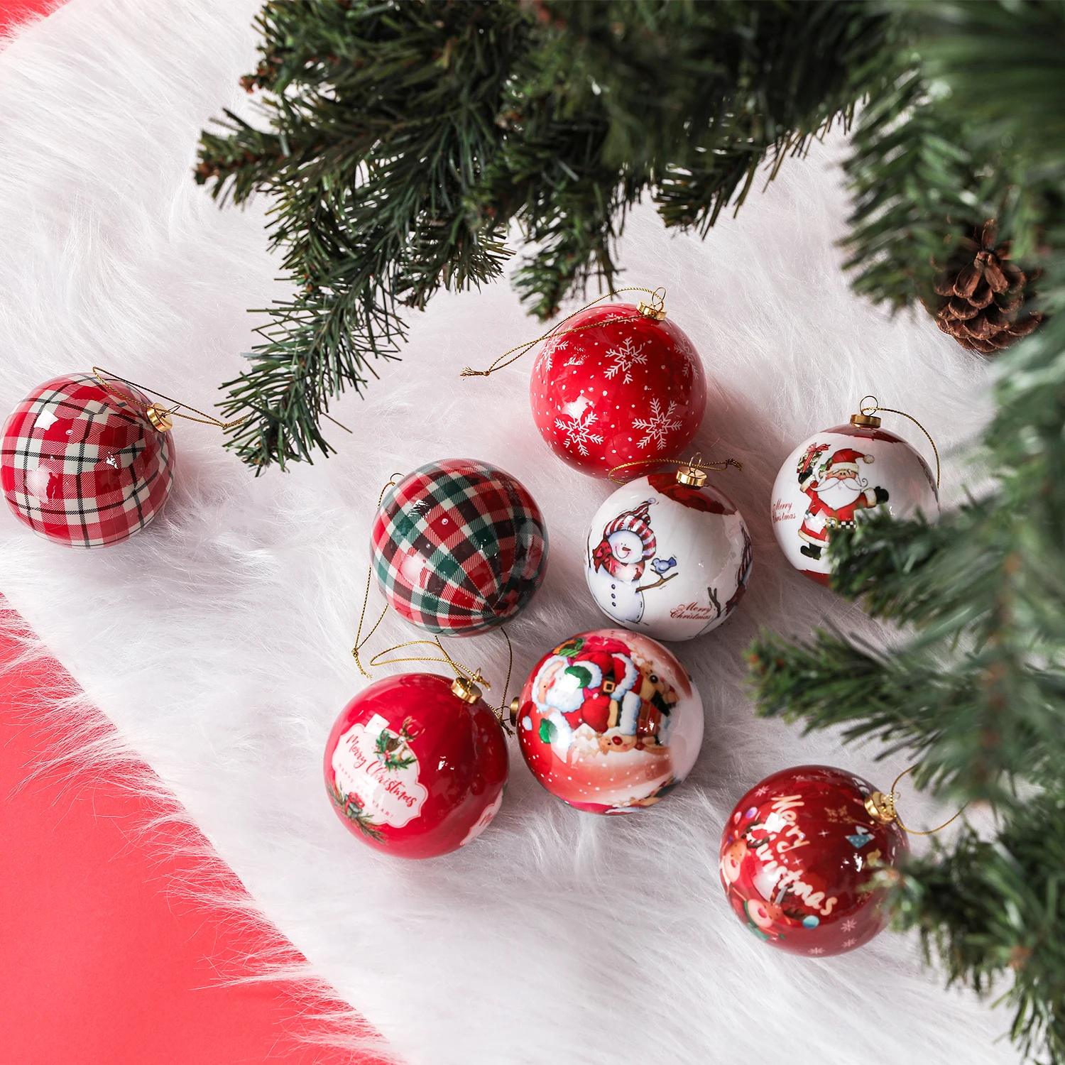 3pcs 8cm Christmas Balls Original Gifts Christmas Decoration 2024 Christmas Tree Decorations Gift Decoration Pendants Baubles