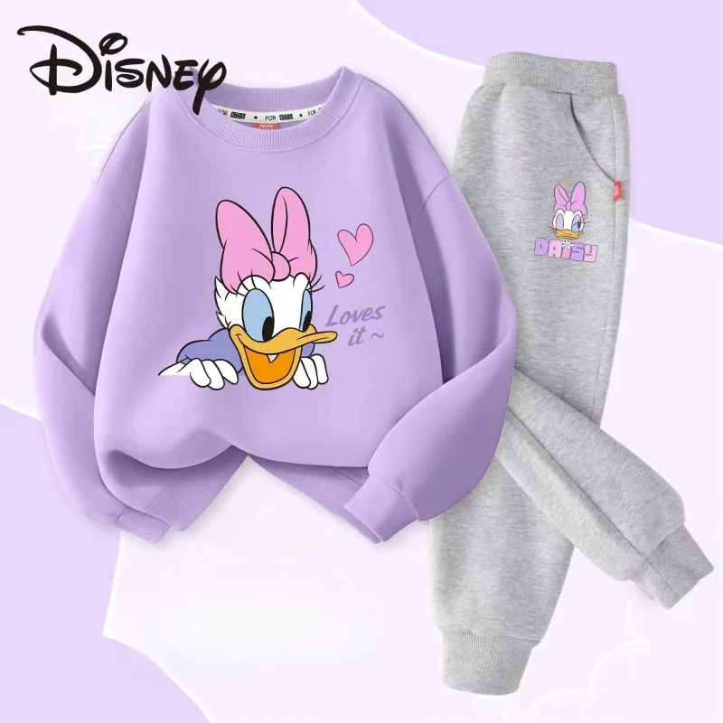 Autumn Baby Girl Clothes Set Children Disney Happy Minnie Printing Sweatshirt Top and Pants Bottom 2 Piece Suit Cotton Tracksuit