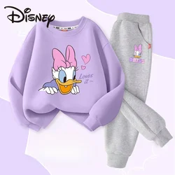 Autumn Baby Girl Clothes Set Children Disney Happy Minnie Printing Sweatshirt Top and Pants Bottom 2 Piece Suit Cotton Tracksuit