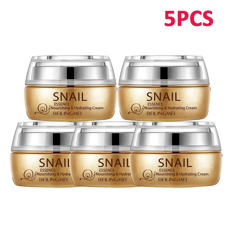 5PCS/lot Snail Face Cream Hyaluronic Acid Anti-Wrinkle Anti-aging Facial Day Cream Collagen Moisturizer Nourish Skin Care Serum
