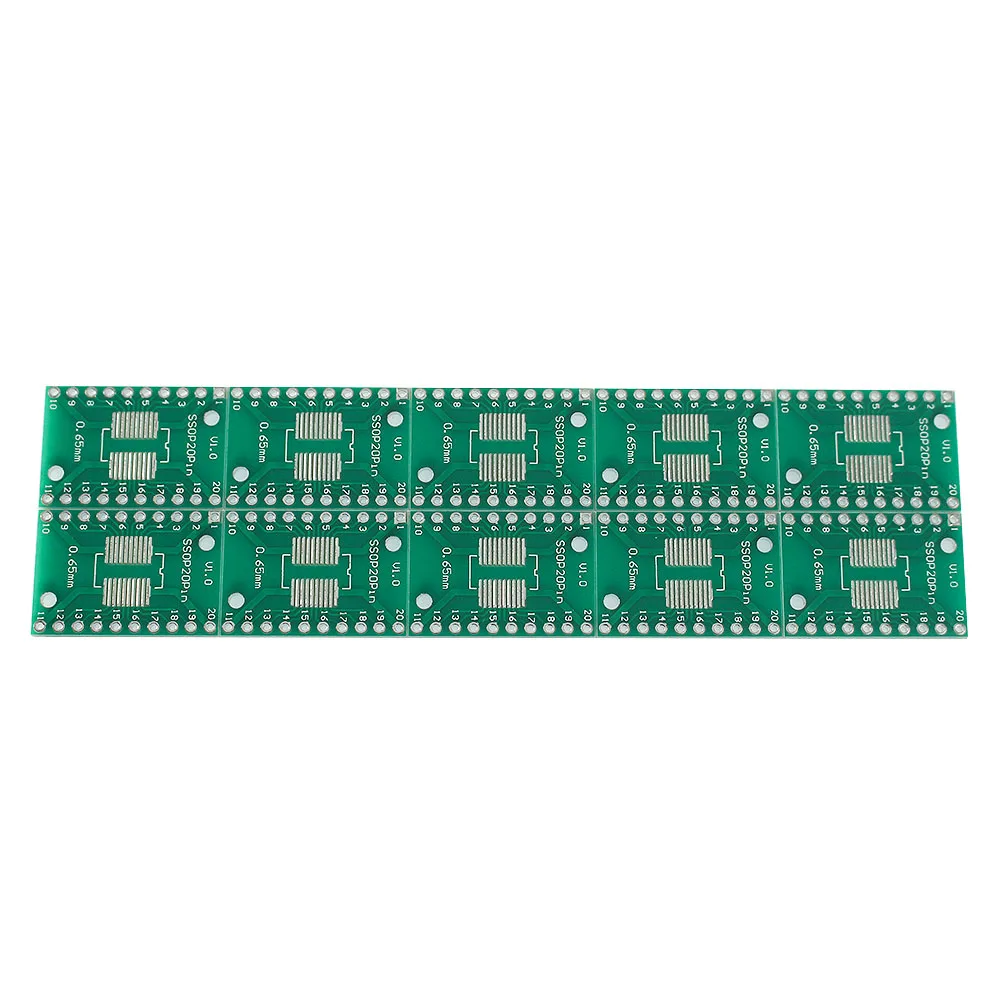 10pcs SOP patch adapter board SOP20 SSOP20 TSSOP20 PCB Board 17.78 mm × 25.4 mm SMD to DIP Adapter Converter Plate