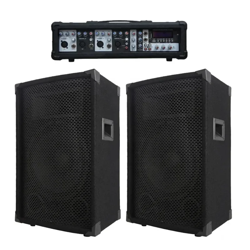 

Professional for 1200W 2X15"Subwoofer PA speaker system BT TWS karaoke sets 4 channel powered mixer Sound box bocina parlant