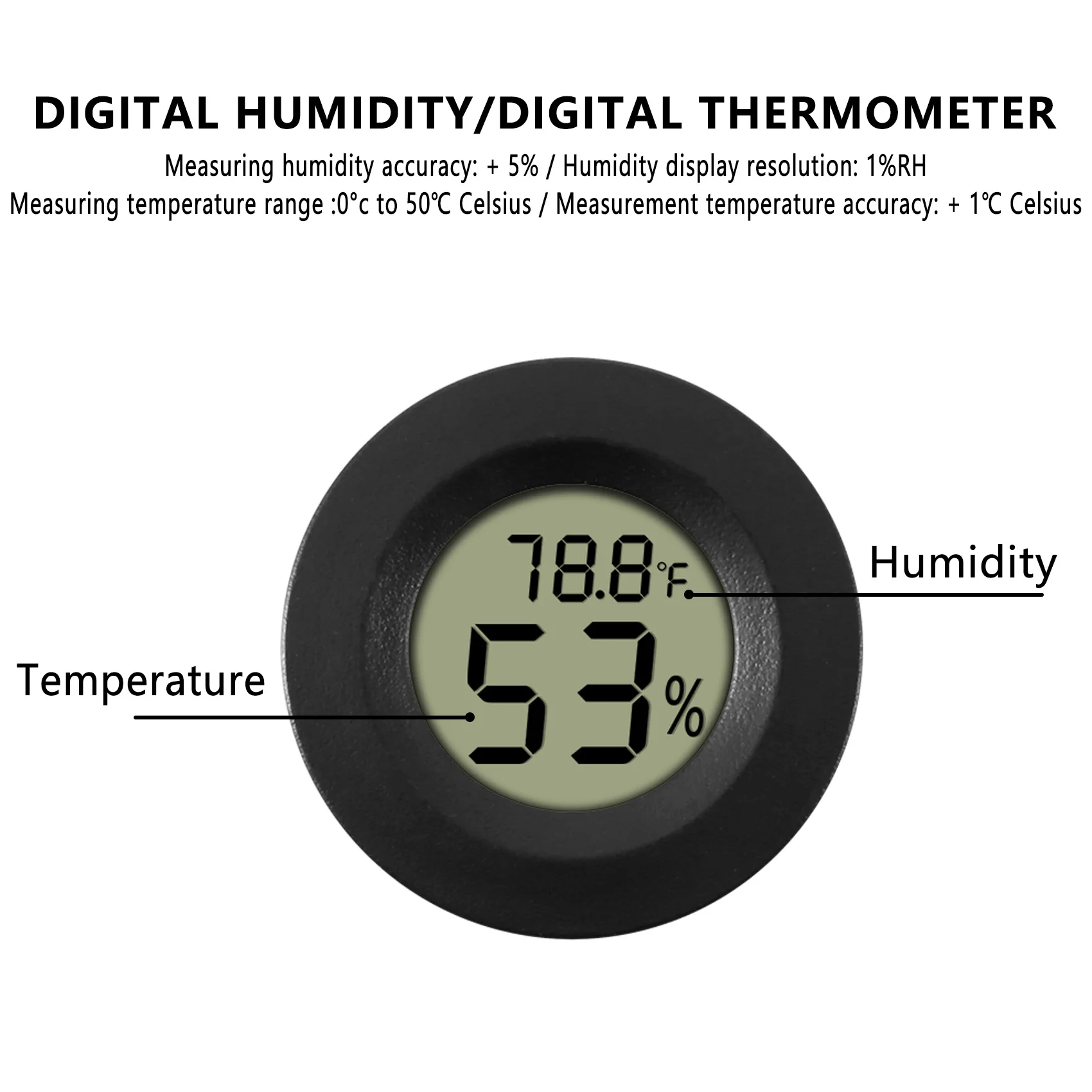 5-pack Hygrometer Thermometer Digital LCD Monitor Humidity Meter Gauge for Humidifiers Dehumidifiers Gre