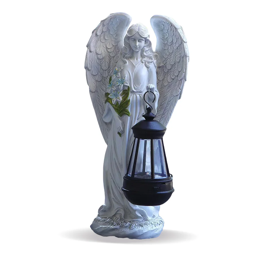 Lámpara Solar de estatua de alas de hadas, adorno de Ángel impermeable, luz de encendido y apagado automático, decoración de estatuilla de hadas, lámpara para decoración de jardín al aire libre