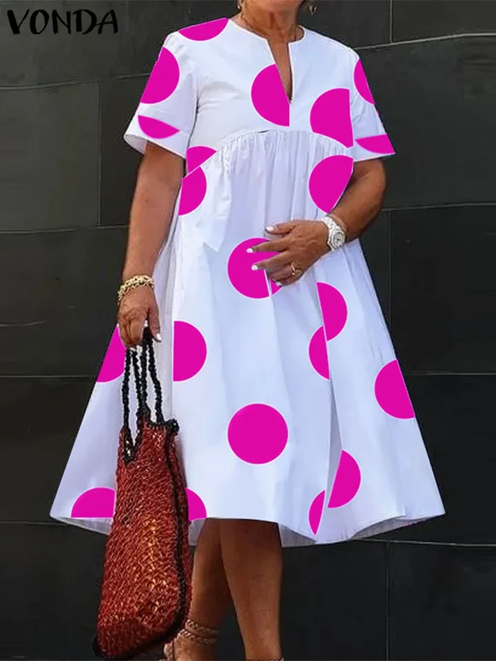 knee length dresses for ladies Plus Size 5XL VONDA Women Party Summer Long Maxi Dress Fashion Satin  Sundress Bohemian Round Neck 3/4 Bat Sleeve Vestidos Robe