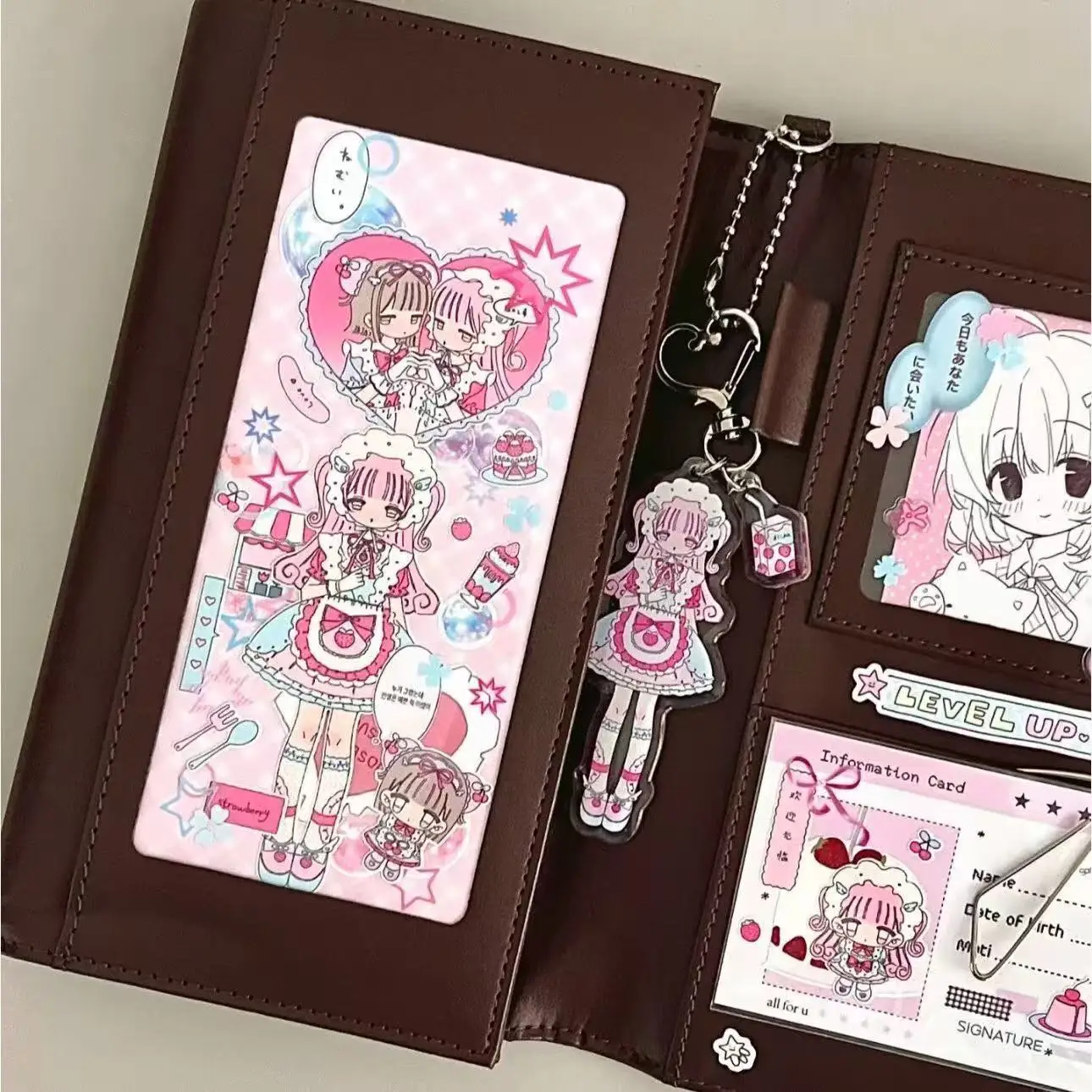 Ins Retro Dark Brown Diary A6 Tri-fold Leather Hand Ledger Loose-leaf Shell Girl's High-looking Student Diary Notebook Cute Gift