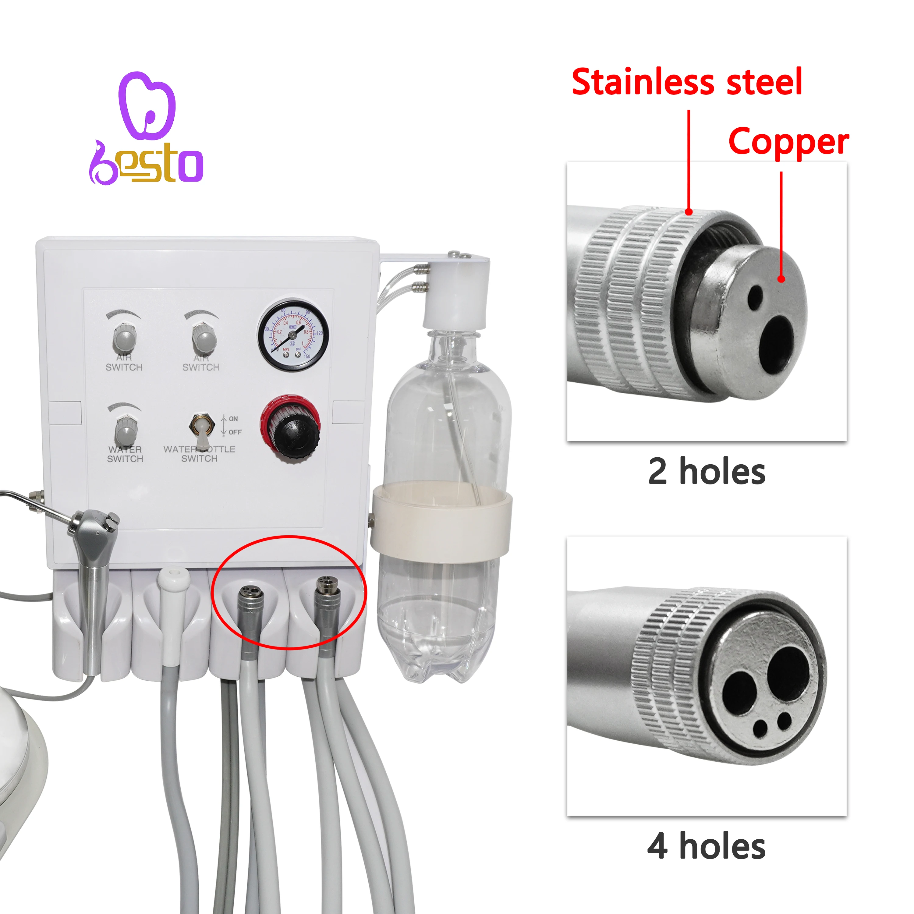 2Holes/4Holes 3 Way sy ringe Foot Pedal Work With Portable den tal Turbine Unit Air Compressor  den tal Equipment