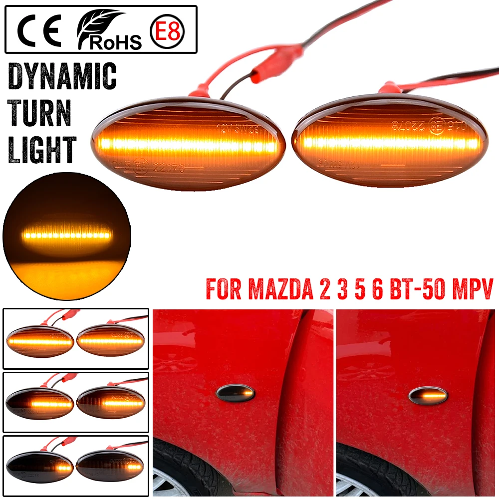 LED Flowing Water Dynamic Turn Signal Side Marker Light Indicator Blinker For Mazda 2 2003-2014 For Mazda 3 5 6 BT-50 MPV 99-05