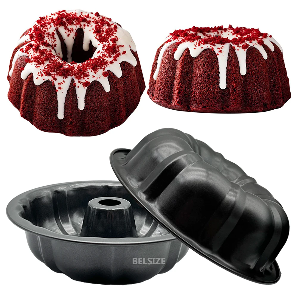 Pumpkin Shaped Fluted Cube Bundt Cake Mold Carbon Steel Bundt Pan Non-stitck Baking Mold  Kitchen Utensil Bakeware Tools