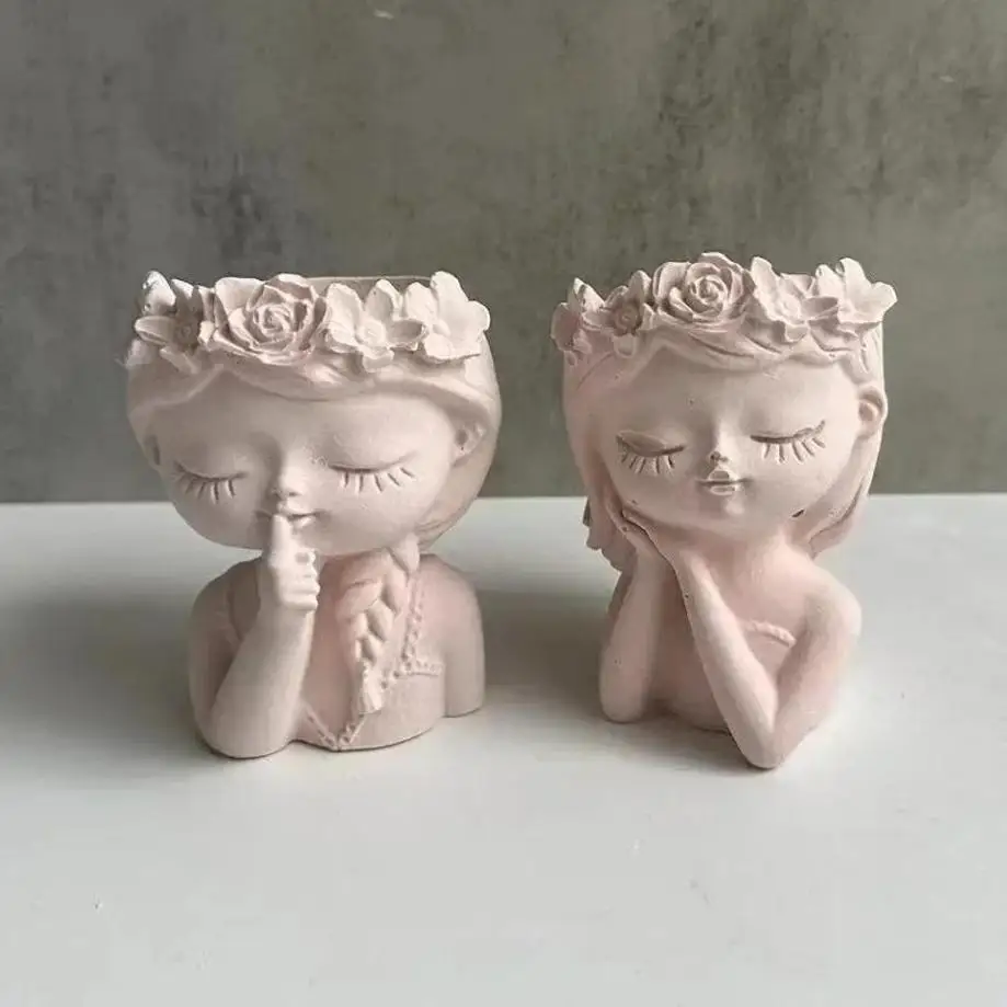 

Cute Girl Doll Shaped Silicone Mold for DIY Flower Pot Pen Holder Fleshy Plant Candle Vase Home Decoration Craft