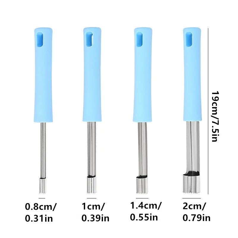 1 قطعة فاكهة من الفولاذ المقاوم للصدأ أخذ العينات الحمراء الكرز الكمثرى أخذ العينات الجوفية الفاكهة البذور الأساسية مزيل سكين الفاكهة الخضار أدوات