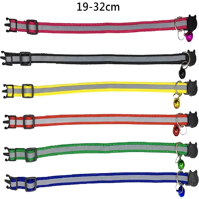 10 قطعة الياقات بالجملة ل طوق القط مع جرس قابل للتعديل قلادة القط جرو هريرة طوق دروبشيبينغ الحيوانات الأليفة القطط طوق