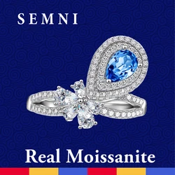 SEMNI 0.8ct 5*7mm Moissanite Diamond Water-drop Ring for Women Ruby Sapphire Emerald Wedding Promise Band 925 Sterling Silver