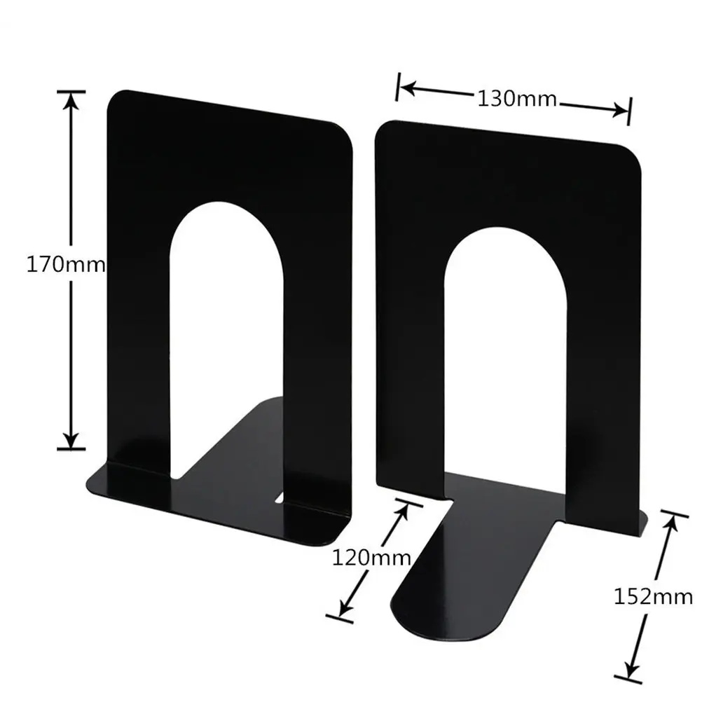 2Pairs Strong Metal Bookends Nonskid Rubber Feet Bookends for Shelves Book Stoppers Desktop Organization Book Supports Home