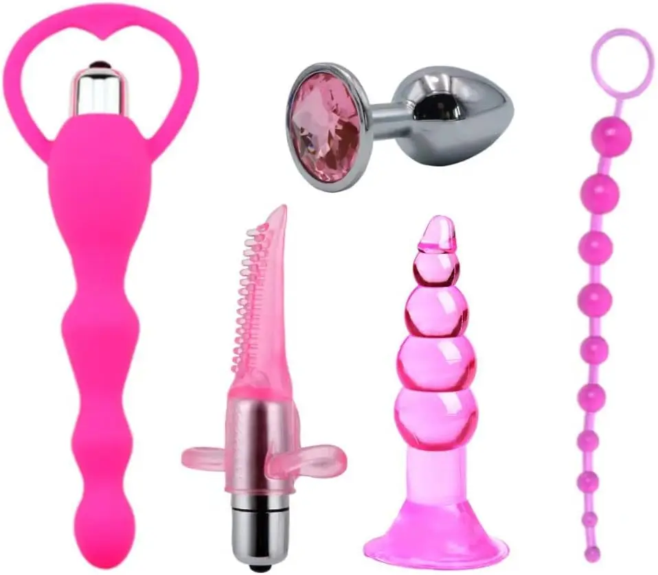 5 Pcs Anal Butt Plugs Butt Toy Trainer Stimulator Adult Gay Women Men Couples BDSM Sex Toys For Beginners_Pink