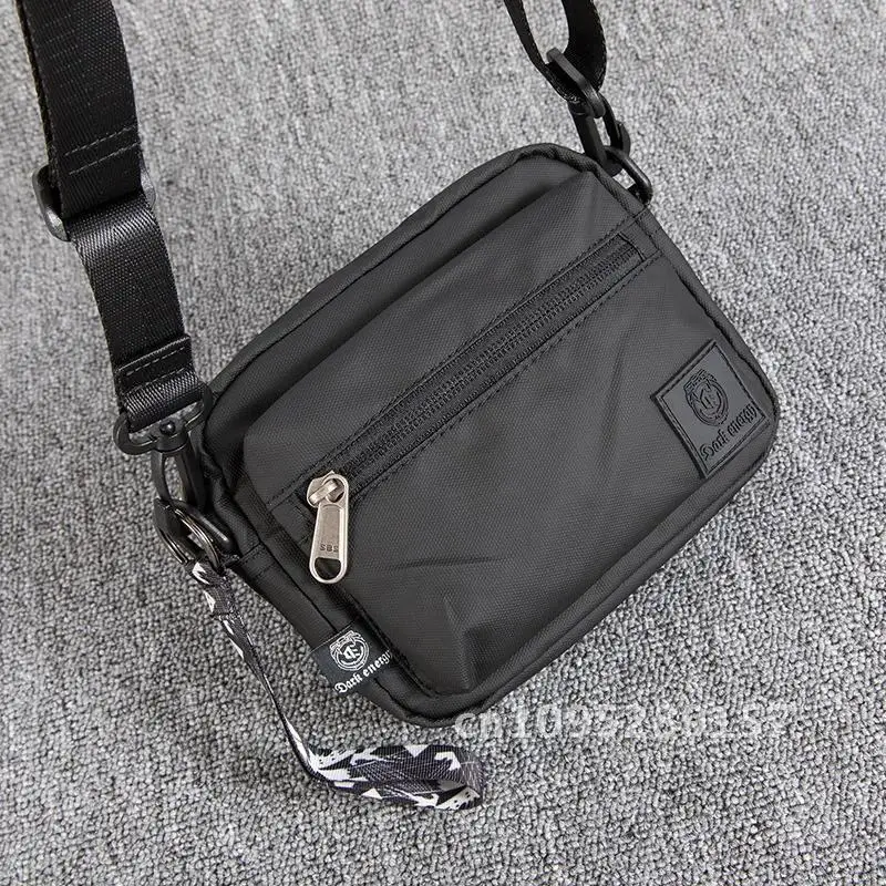 Japanese Solid Color Zipper Waterproof Nylon Men Shoulder Crossbody Style Urban Travel Bag Square Bag Causal Sports